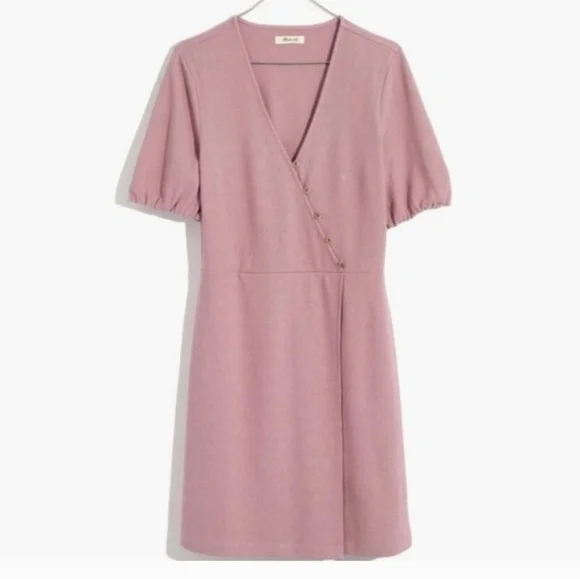 Madewell Cross Button Wrap Dress - Size Small - Lavender - Like New Blush Pink - Picture 3 of 10